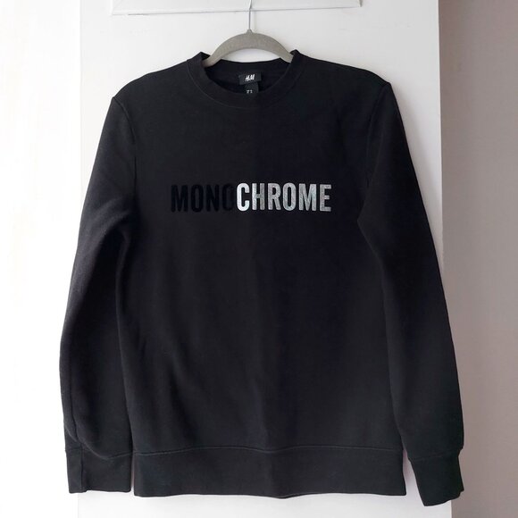 H&M Black MONOCHROME Sweatshirt — Men’s XS (fits Women's S) - Picture 1 of 4